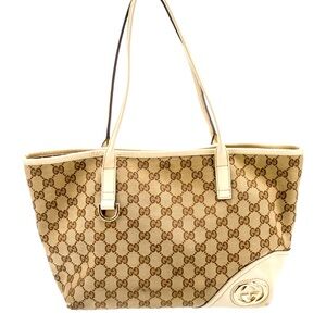 Gucci Britt Beige Monogram Tote Bag